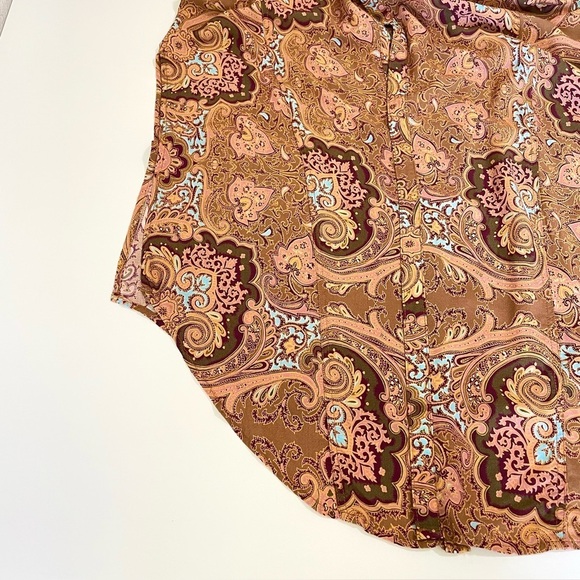 Novella Royale Shirt Duster Sleeveless Open Front Midi Top Rust Moroccan Sun S/M - Picture 11 of 13